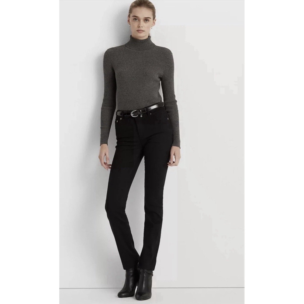 NWT Ralph Lauren Jeans Mid-Rise Straight Leg Black Super stretch Size 14 / 32